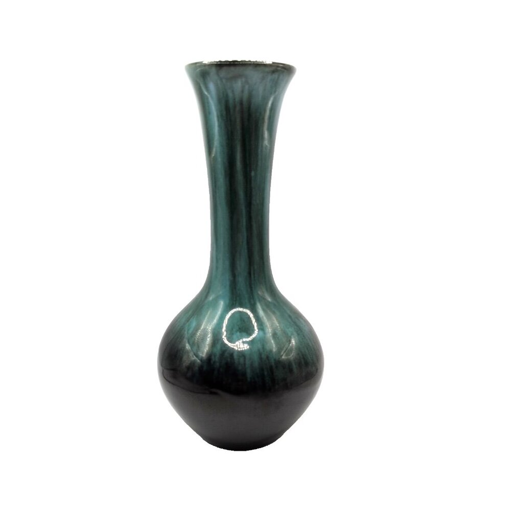 Vintage Blue Mountain Pottery BMP Blue/Green Drip Glaze 8" Retro MCM Vase VGC
